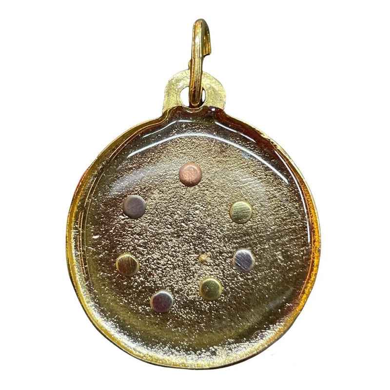 Nudo De Brujas Dije Encapsulado Con Los 7 Baño De Oro 25mm Verde