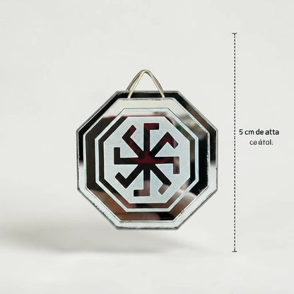Espejo Octagonal, Grabado Con Símbolos Esotéricos De 5 Cm Poder Energia Y Movimiento by HEREJE