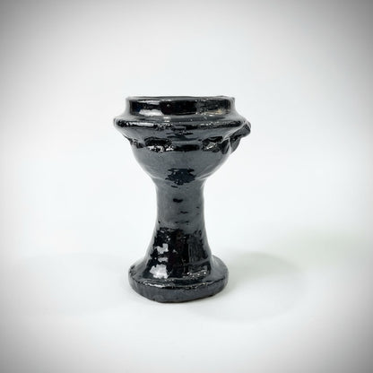 Sahumerio Copalera Porta Incienso Barro Vidriado 14x9x10 Cm Negro Lisa