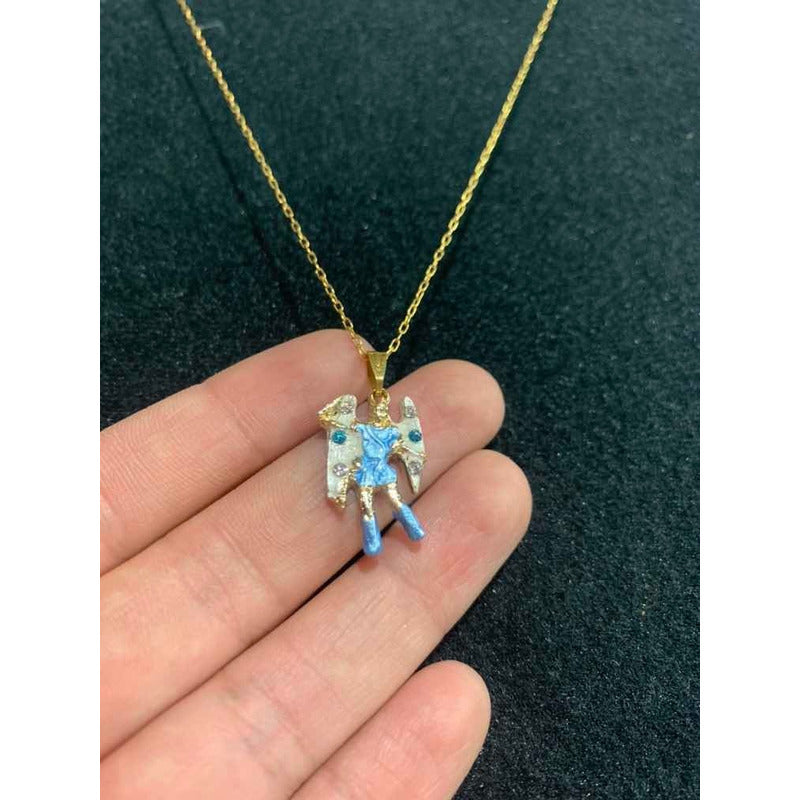 Juego 7 Arcangeles Dije Baño De Oro Con Cristal Miguel Jofie