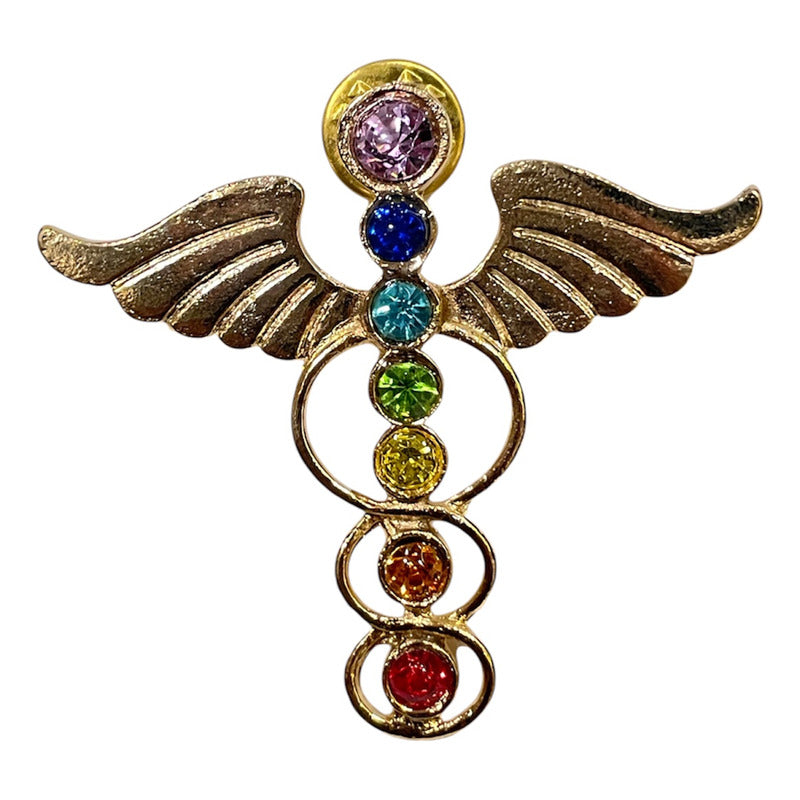 7 Chakras Dije Alas Con Cristal En Baño De Oro