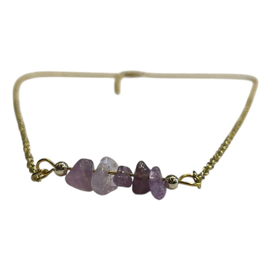 Collar Aquíje Pedra Cuarzo Dorado 45 Cm