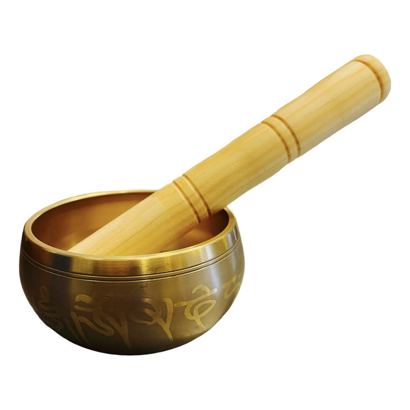 Cuenco Tibetano 7 Metales Juego De 5 Piezas En Color Dorado