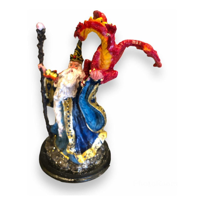 Merlin Con Dragón Figura De Resina