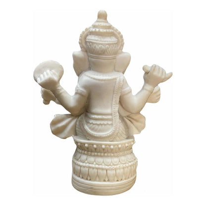 Ganesh Blanco Figura Resina Nacional 12cm Alto