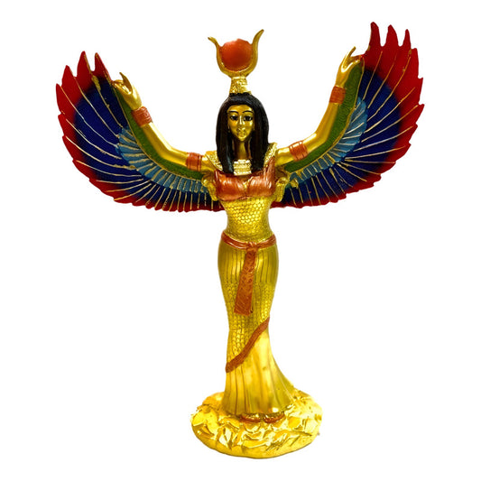 Isis Diosa Ast Egipcia Resina Nacional Pintada A Mano 28 Cm