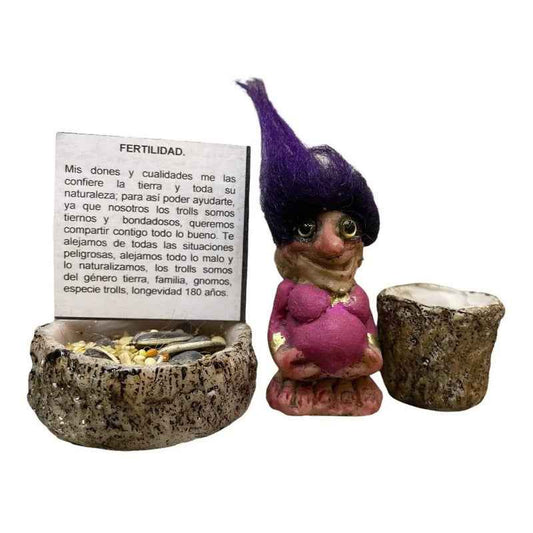 Troll Mini + Comedero + Semillas + Tarjeta Varios Modelos Fertilidad Mujer 4cm