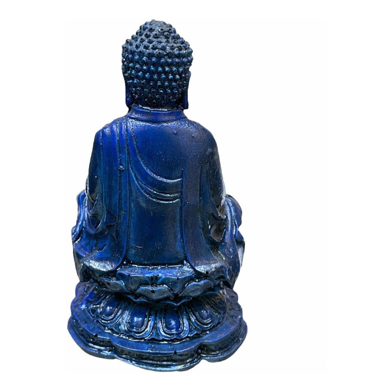 Buda Azul 10cm Figura De Resina.