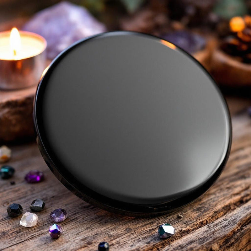 Espejo Redondo Hereje Obsidian Mirror 8cm Limpieza Espiritua