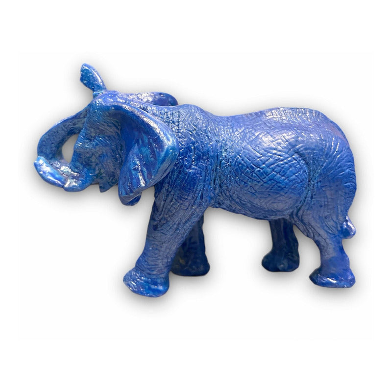 Figura Elefante Y Rinoceronte Azul Feng Shui 8.6cm Y 7.5cm Azul Petróleo
