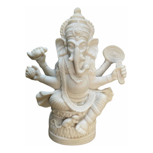 Ganesh Blanco Figura Resina Nacional 12cm Alto