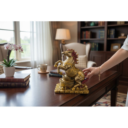 Caballo Del Año Chino Escultura De Resina 12x10x6cm