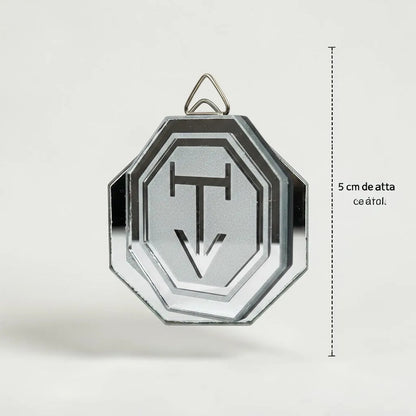 Espejo Octagonal, Grabado Con Símbolos Esotéricos De 5 Cm Protector Para Viajes by HEREJE