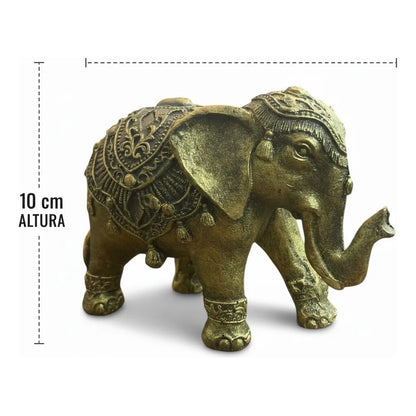 Figura Elefante Hindú Dorado Decoración Suerte 10cm Dorado Oscuro by HEREJE