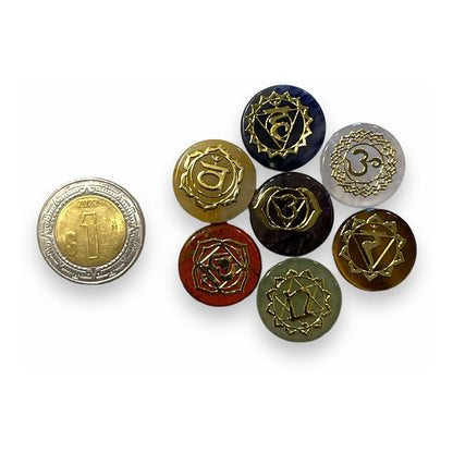 7 Chakras De Cuarzo Grabado En Oro Laminado
