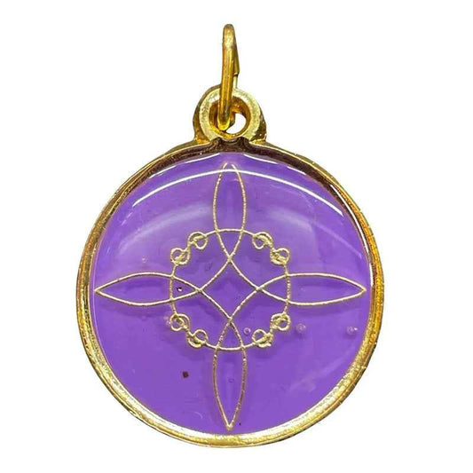 Nudo De Brujas Dije Encapsulado Con Los 7 Baño De Oro 25mm Morado by HEREJE