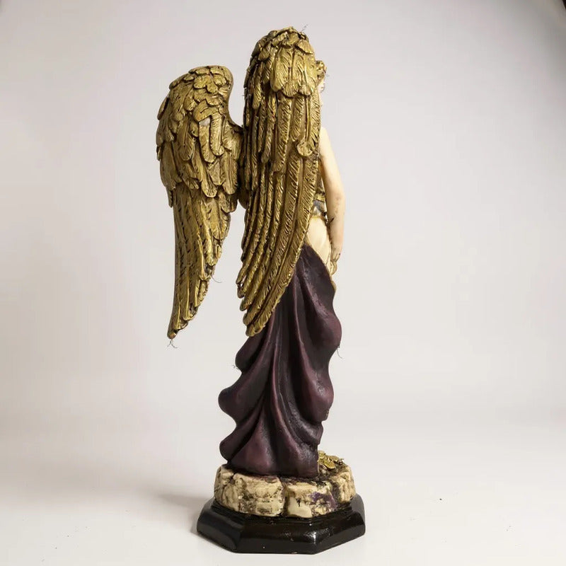 Angel De La Abundancia, Abundia Figura De Resina 30x12x10 Cm Dorado