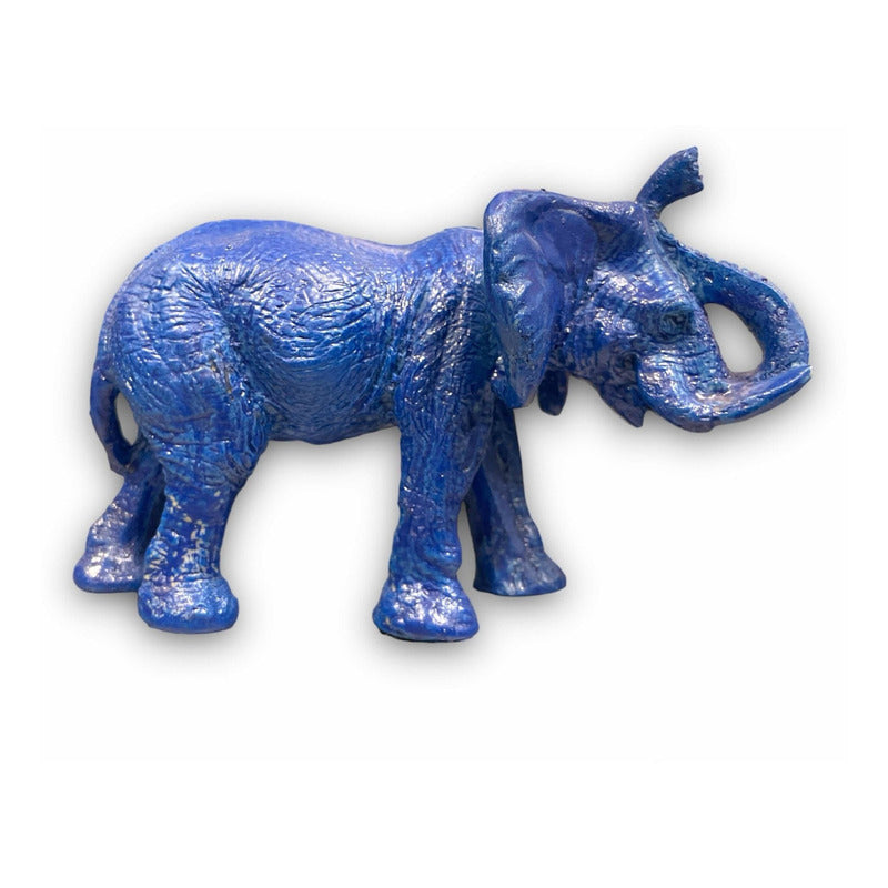 Figura Elefante Y Rinoceronte Azul Feng Shui 8.6cm Y 7.5cm Azul Petróleo