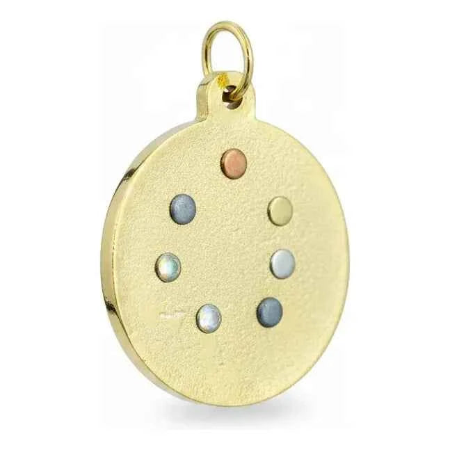 Dije Medalla Estrella 12 Puntas Amuleto Oro 12 Picos 30mm Rojo