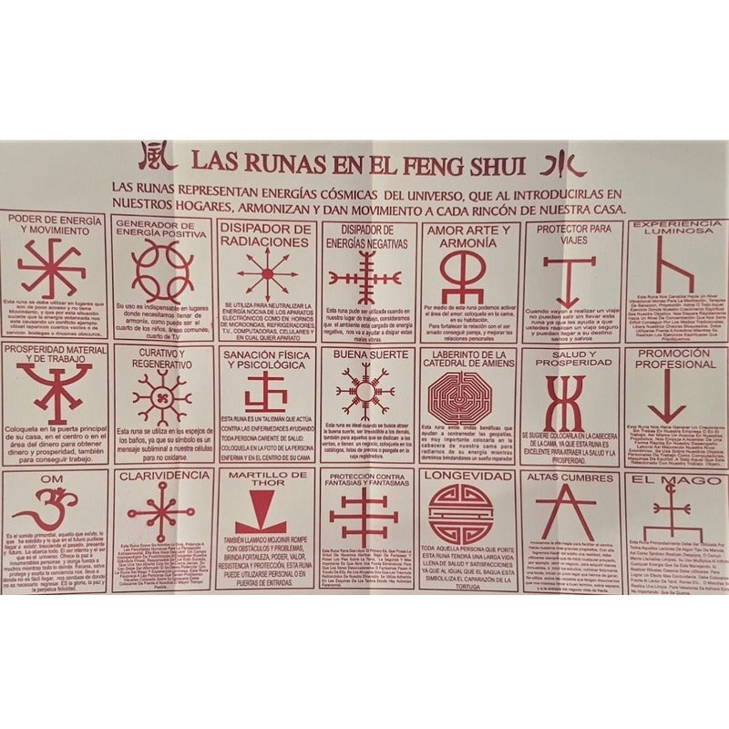 Runas Feng Shui Chinas Estampa Plantilla Con Explicación