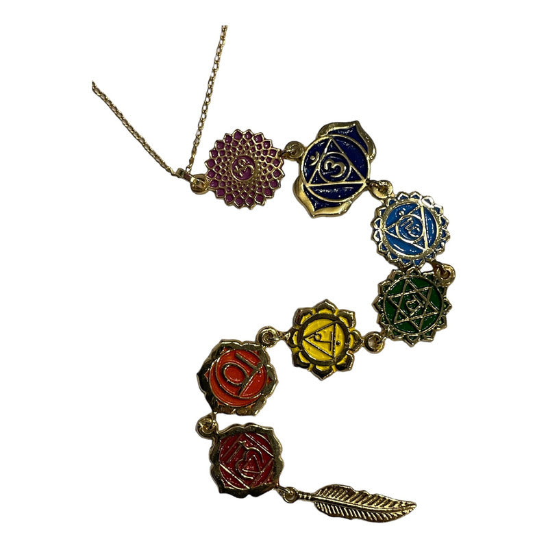 7 Chakras Dije De Chapa De Oro + Cadena Hecho En Mexico