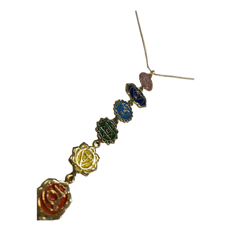 Dijes De Los 7 Chakras Con Cadena De Chapa De Oro