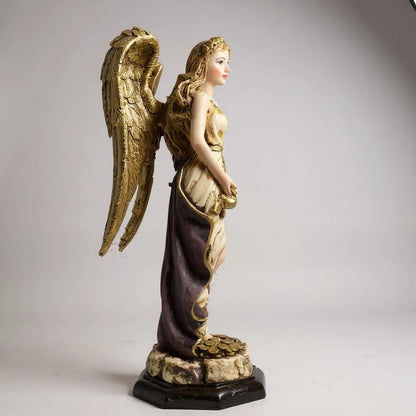 Angel De La Abundancia, Abundia Figura De Resina 30x12x10 Cm Dorado