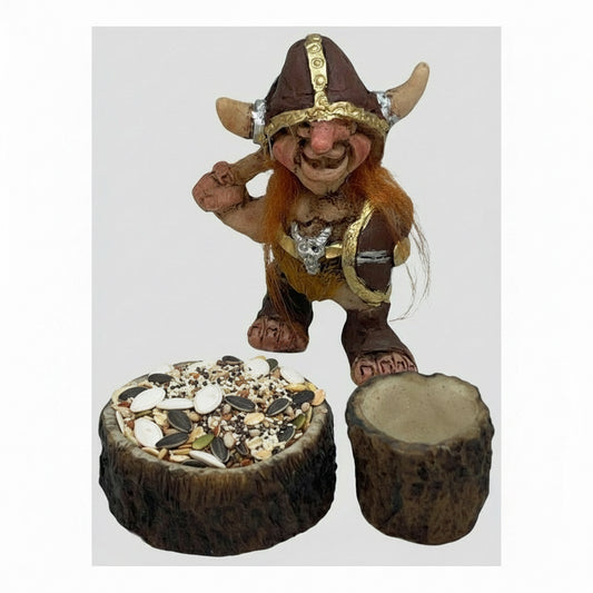 Troll Vikingo Protector Del Dinero 11 Cm Figura De Resina Cafe Dorado