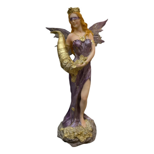 Estatua Abundia Con Alas 28 Cm Resina.