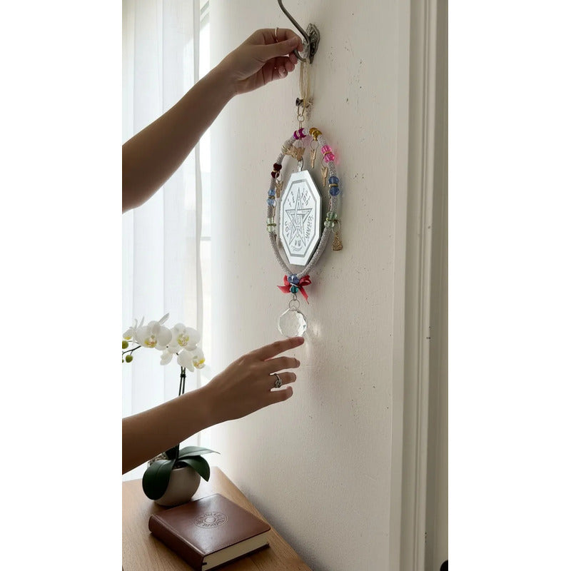 Adorno De Pared Con Espejo Tetragramaton, Angeles Y Esfera Esfera Tetragrámaton