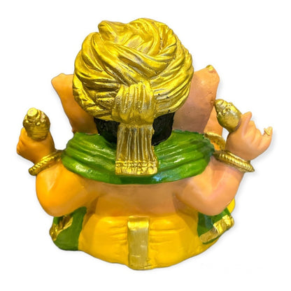 Ganesh Turbante Escultura D Resina Hecho A Mano 15.5x17x13cm