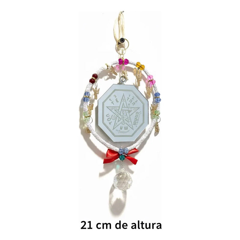Adorno De Pared Con Espejo Tetragramaton, Angeles Y Esfera Esfera Tetragrámaton