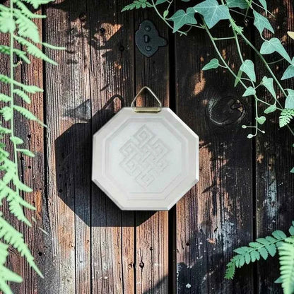 Espejo Octagonal, Grabado Con Símbolos Esotéricos De 5 Cm Nudo Sin Fin