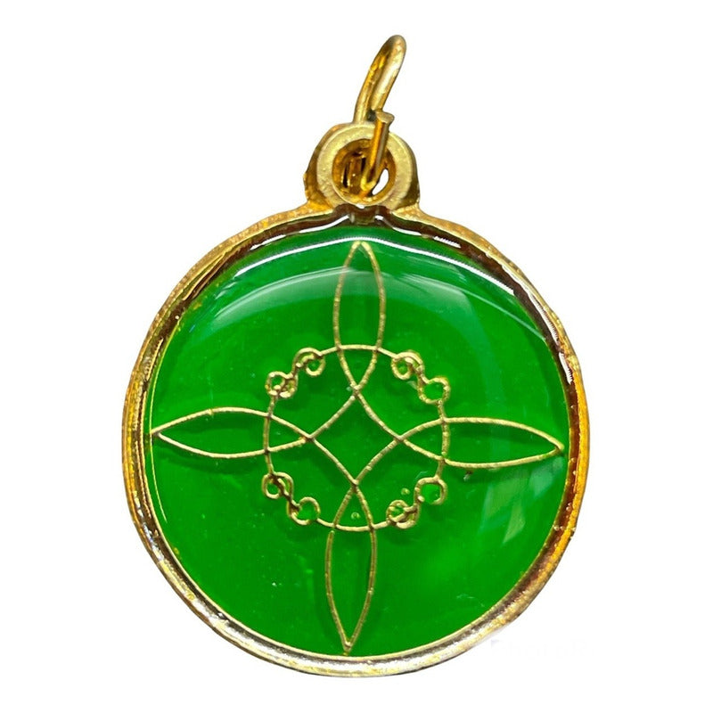 Nudo De Brujas Dije Encapsulado Con Los 7 Baño De Oro 25mm