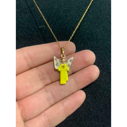 Arcangel Jofiel Dije  Baño De Oro Con Cristal