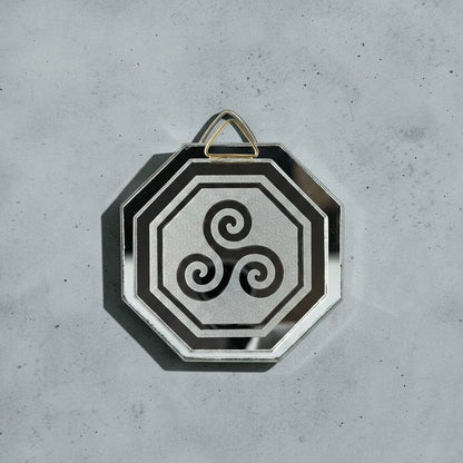 Espejo Octagonal, Grabado Con Símbolos Esotéricos De 5 Cm Trisquel by HEREJE
