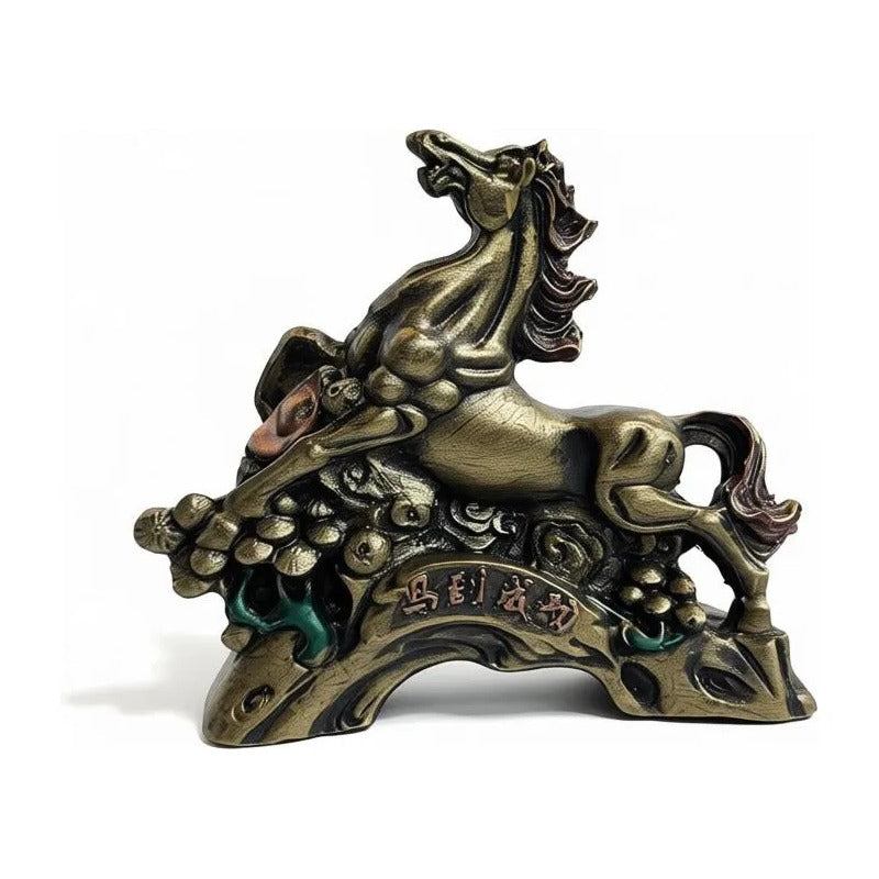 Caballo Del Año Chino Figura De Resina 6.5x8x2.5cm Dorado Oscuro by HEREJE