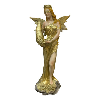 Estatua Abundia Con Alas 28 Cm Resina.