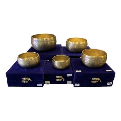 Cuenco Tibetano Lety Juego 5 Caja Dorado 7 Metales.