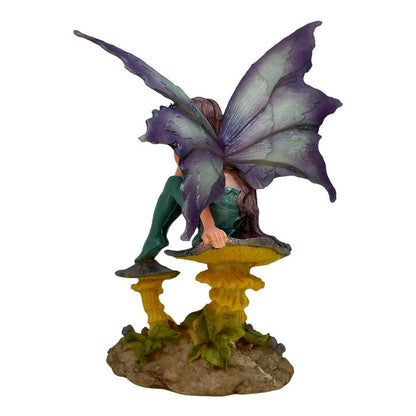 Hada Sentada En Hongo 16 Cm Resina Mexicana