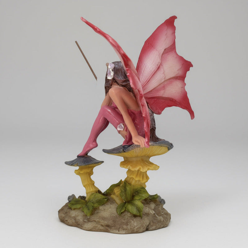 Hada Sentada En Hongo 16 Cm Resina Mexicana