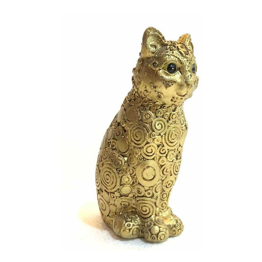 Gato De La Suerte Resina Dorado 17 Cm