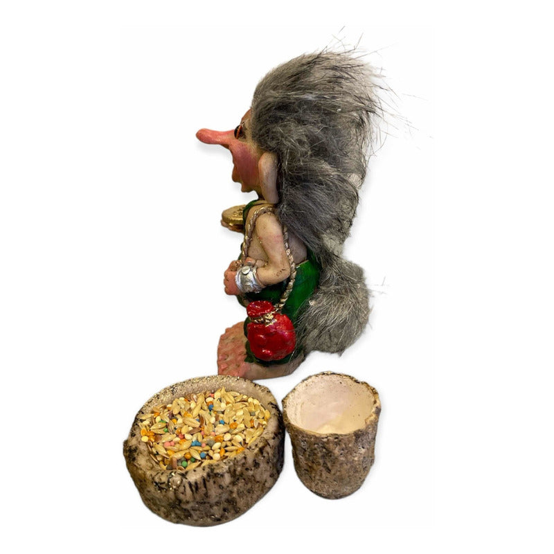 Troll Prosperidad + Comedero 10 Cm Figura Resina Nacional