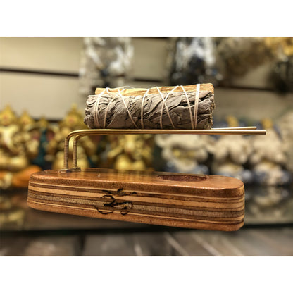 Sahumerio Base Porta Sahumerio En Madera Con Latón Madera Lisa