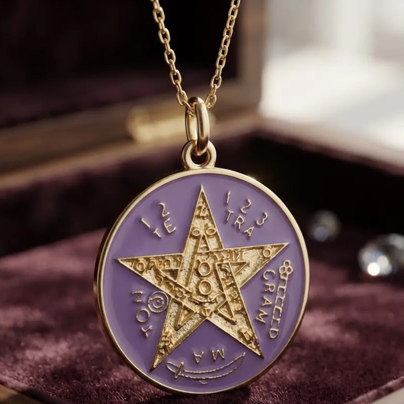 Pentagrama Ritualizado Mediano 7 Metales Tetragramaton 25mm Morado M by HEREJE