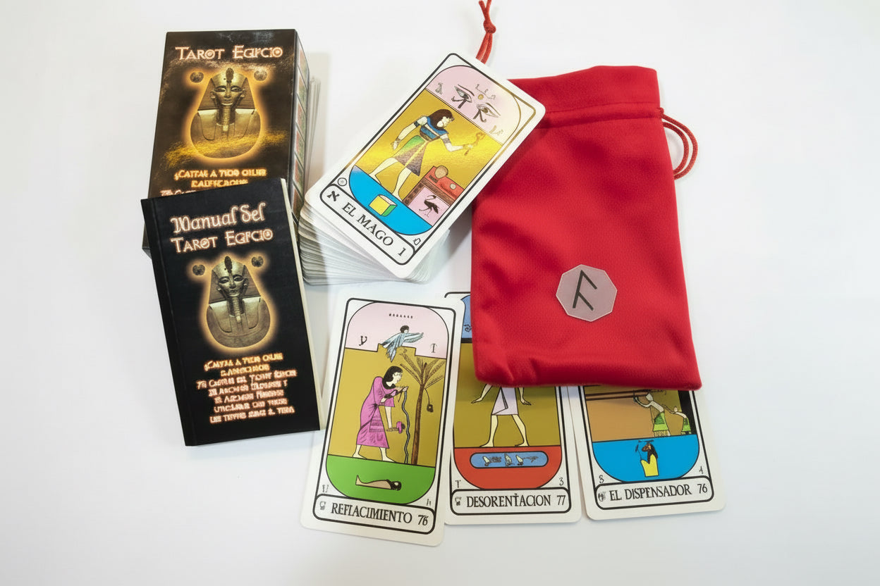 Tarot Egipcio + Instructivo + Amuleto + Morral Import 12.5cm