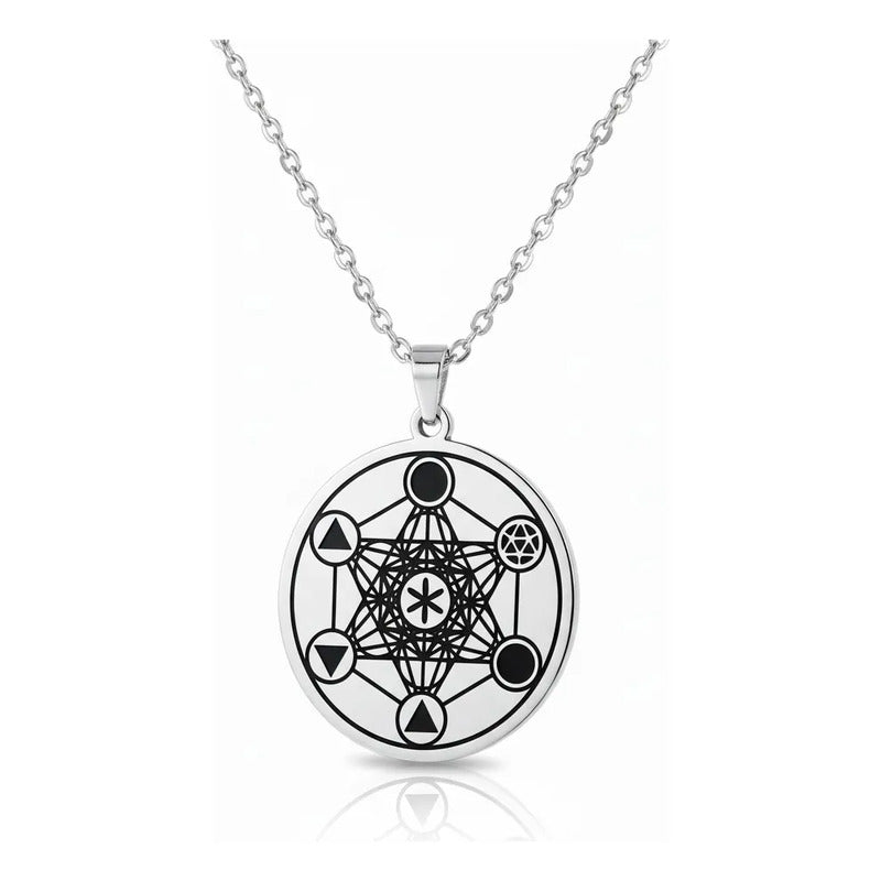 Metatron Medalla De Acero Plateado