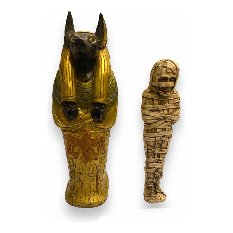 Sarcófago De Anubis Figura De Resina 19 Cm Dorado