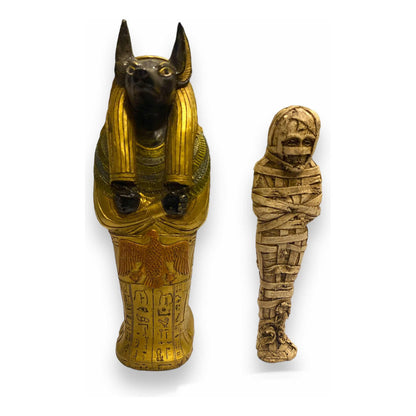 Sarcófago De Anubis Figura De Resina 19 Cm Dorado