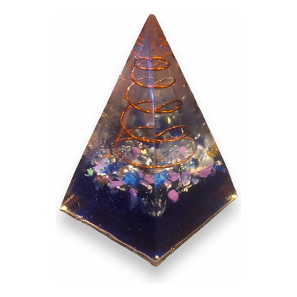 Pirámide De Orgonita 7cm Con Resina Color Azul